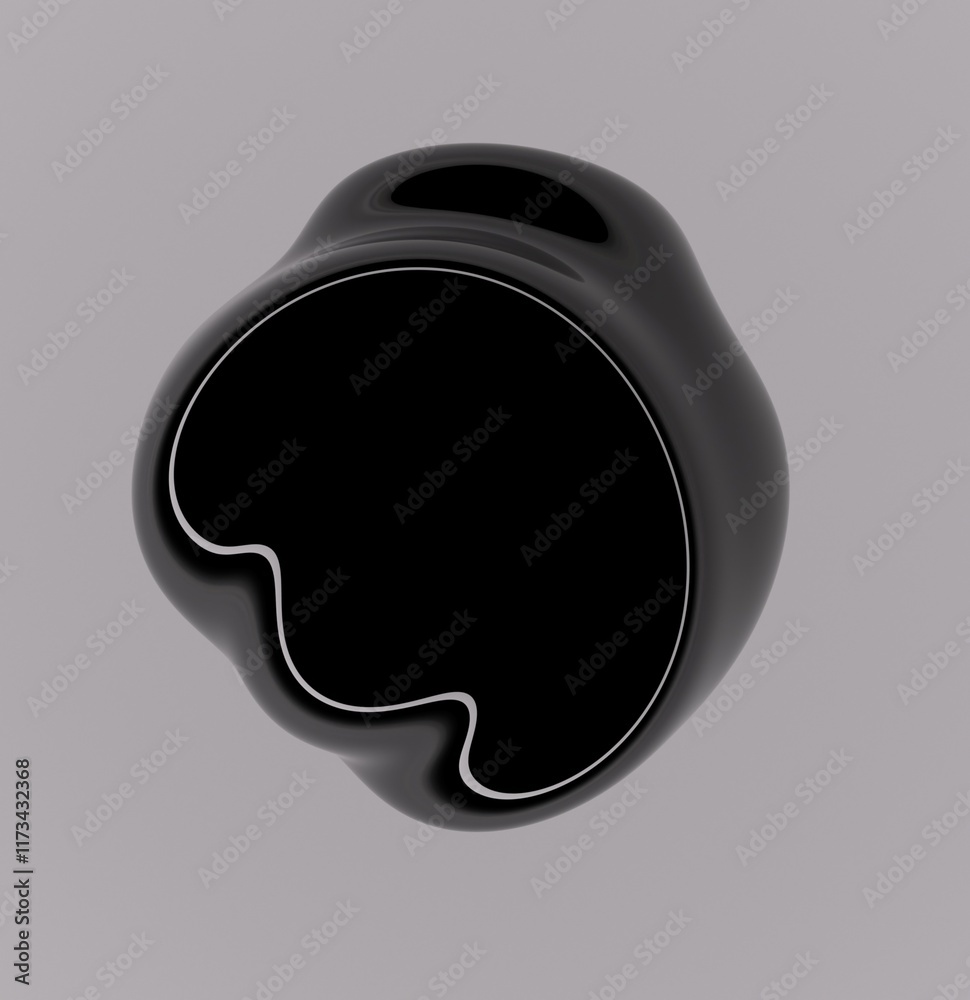 Poster abstract 3d illustration of a black glossy drop on a white background. an image on the theme of biot