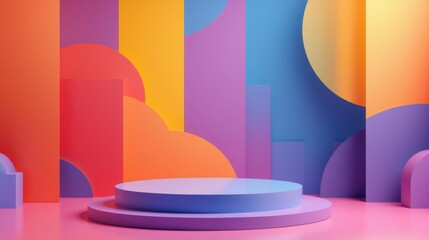 Vibrant Geometric Background with Circular and Curved Forms