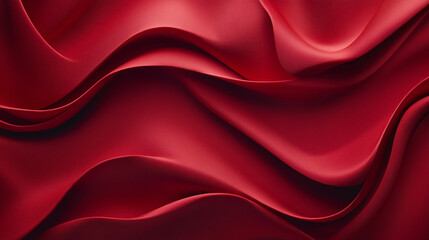 Obraz premium Red satin or silk fabric background or wallpaper. luxury wavy smooth soft surface curves, shiny elegant velvet decoration, textile material pattern, curvy ripple flowing elegance.
