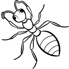 Cute Silhouette of a Ant line art vector cartoon illustration