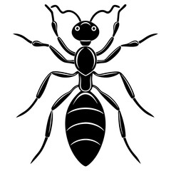 Cute Silhouette of a Ant line art vector cartoon illustration
