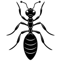 Cute Silhouette of a Ant line art vector cartoon illustration