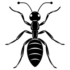 Cute Silhouette of a Ant line art vector cartoon illustration