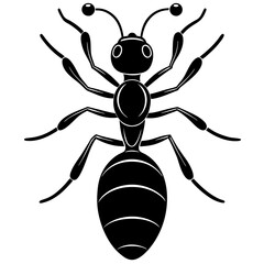 Cute Silhouette of a Ant line art vector cartoon illustration