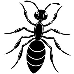 Cute Silhouette of a Ant line art vector cartoon illustration