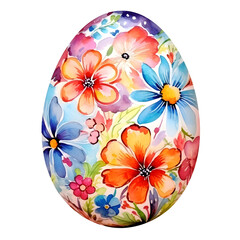 Vibrant Watercolor Easter Egg with Abstract Floral Design