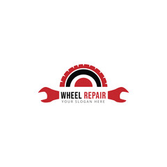 Wheel repair shop logo vector template
