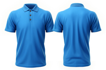 Blue T-Shirt Front and Back View Template on White Background: Clean and Simple Design Mockup