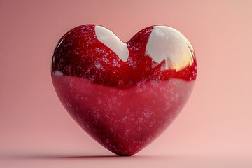 Fototapeta premium A Red Heart with a Reflection of the Sun