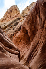 Eroded by water and wind cliffs in the canyon, Little Wild Horse Canyon, San Rafael Swell, Utah