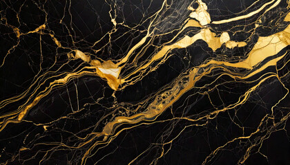 Luxurious Black and Gold Marble Texture