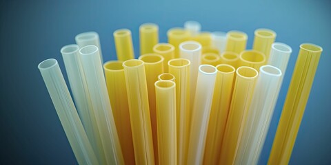 Biodegradable alternatives for plastic straws support sustainable practices, deep blue background.