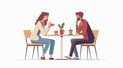 Young Happy Couple Meeting at Table