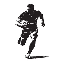 Fototapeta premium Black and White Vector Illustration of an American Football Player in Match