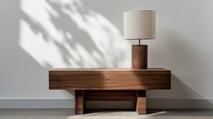 Fototapeta premium vintage wooden lamp on bedside table