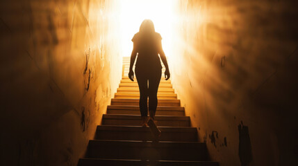 silhouette of a person on the stairs