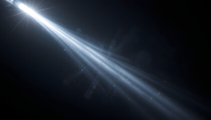 Close up of light beam isolated on black background