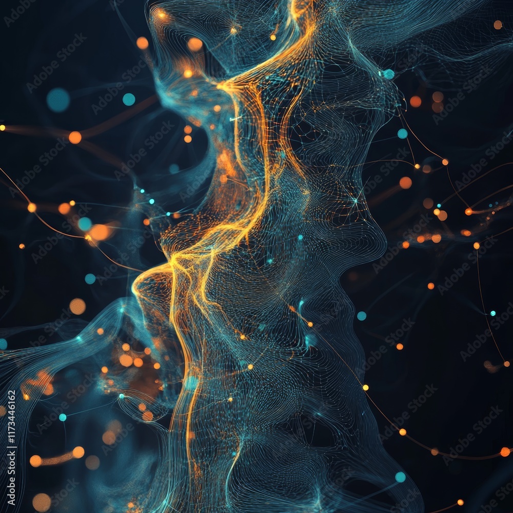 Poster explore a stunning abstract visualization showcasing colorful data streams and network connections i
