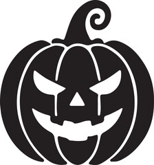 Pumpkin silhouette vector art illustration. Black and white Pumpkin vector illustration.