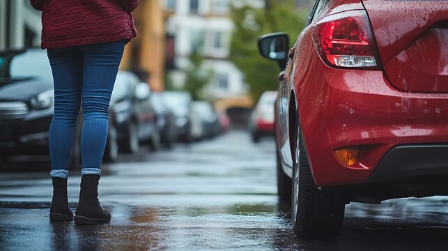 Teenager practicing parallel parking during a driving lesson