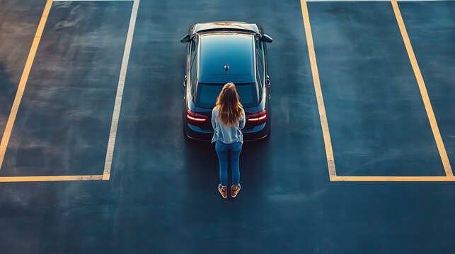 Teenager practicing parallel parking during a driving lesson