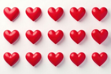 Set of minimalist red heart vectors, different styles, love, celebration