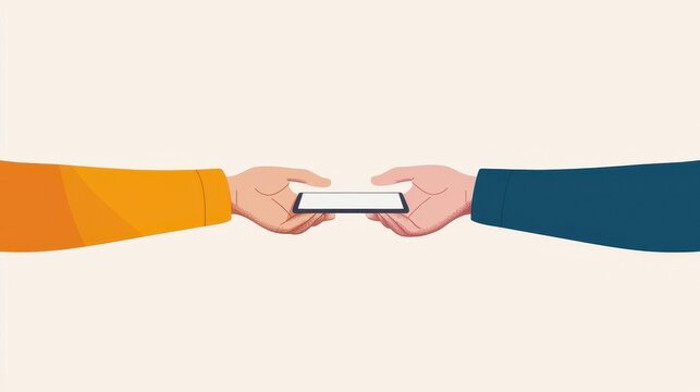 Illustration of hands exchanging funds digitally, symbolizing the ease and accessibility of P2P lending services