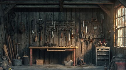 Rustic Old Workshop: A Collection of Vintage Tools
