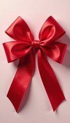 Fototapeta premium Elegant red satin ribbon tied in a perfect bow , satin ribbon, fabric