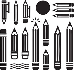 Pencil silhouette vector. Set of vector black outline pencil icon. Pencil vector illustration isolated on a white background