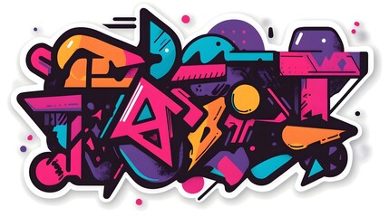 Vibrant Graffiti Art Composition with Colorful Patterns and Abstract Shapes