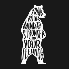 Motivational typography in the form of a bear silhouette