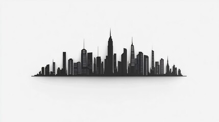 Fototapeta premium Minimalist Cityscape Silhouette of Modern High Rise Buildings in Downtown Urban Landscape