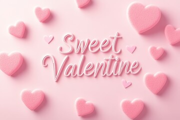 Sweet valentine message with pink hearts on soft background