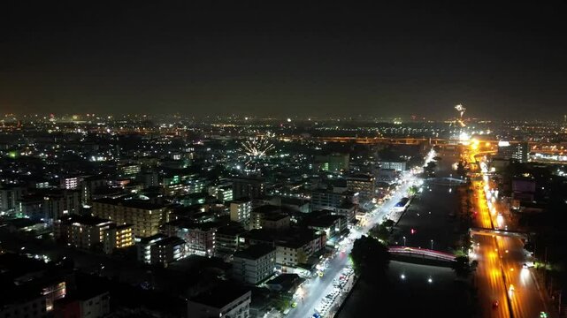 Hyperlapse footage displaying 2025 illuminating fireworks in Pathum Thani. Thailand