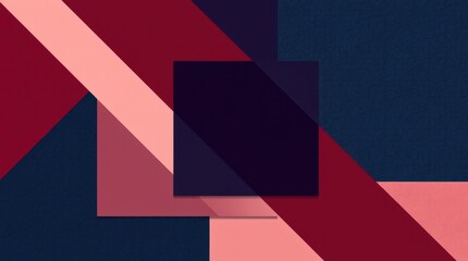 Colorful geometric patterns intersecting in dynamic harmony on a rich blue background