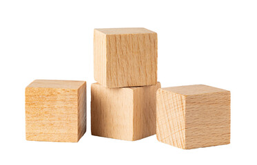 Wooden cubes on transparent background. png file