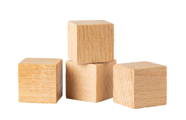 Wooden cubes on transparent background. png file