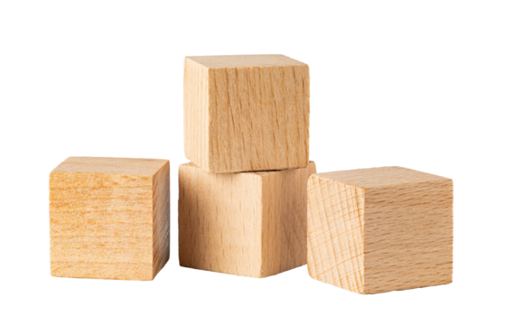 Wooden cubes on transparent background. png file