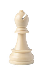 White bishop chess piece standing on white background