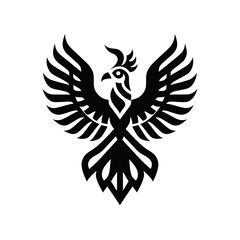 Fototapeta premium Tribal Black Phoenix Silhouette Design with Open Wings