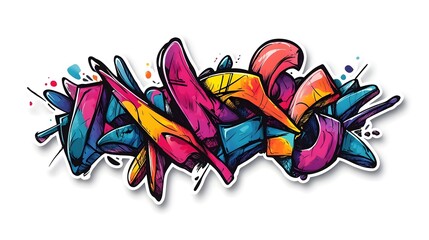 Naklejka premium Vibrant Graffiti Mural on Urban Street Wall with Colorful Abstract Spray Paint Artwork