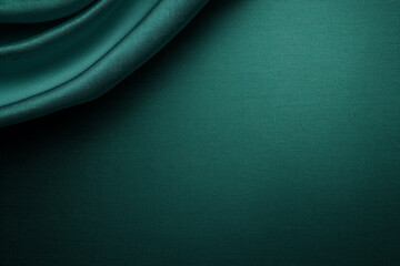 Fototapeta premium Dark Teal Green Satin Fabric Texture Background with Smooth and Shiny Folds, Abstract Backdrop Featuring Delicate Satin Material, Luxurious and Elegant Look. Generative Ai