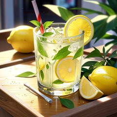 Fresh orange juice in glass cup next to a sliced orange