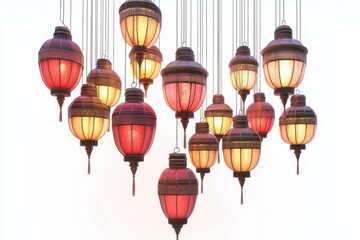 Obraz premium 3D Lantern Cluster Isolated and White Background