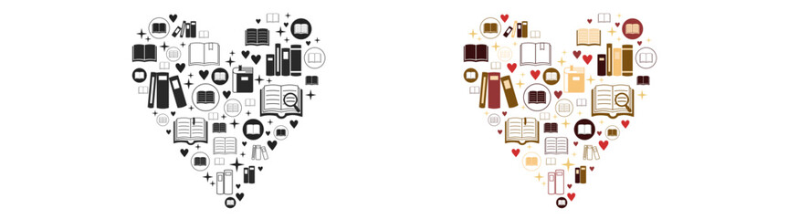 Books icons and symbols. Reading, library, literature education illustrations, illustration vector.