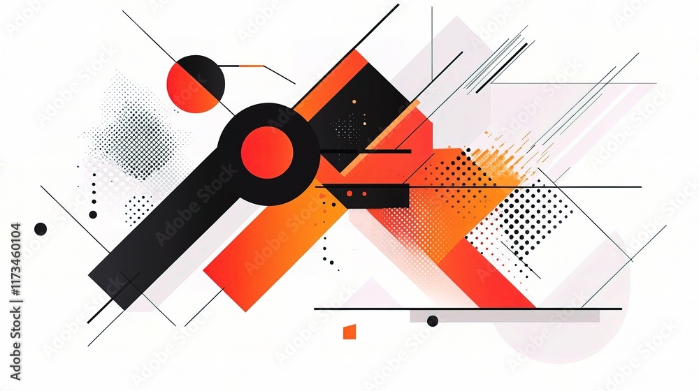Poster abstract geometric composition with sharp lines and angles
