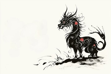 Obraz premium Celebrate chinese new year card featuring zodiac dragon art