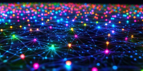 Obraz premium Brain, neural networks, glowing pink neurons, electric synapses, 3D render, futuristic, anatomical visualization, neon colors, dark background, high detail, scientific illustration, digital art, cyber