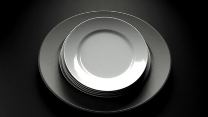 Stacked elegant plates showcasing minimalist design and artistry